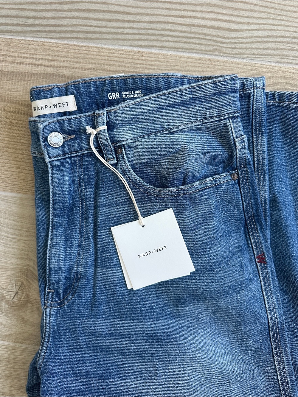Warp + Weft Men's Mid-Blue Relaxed Jeans